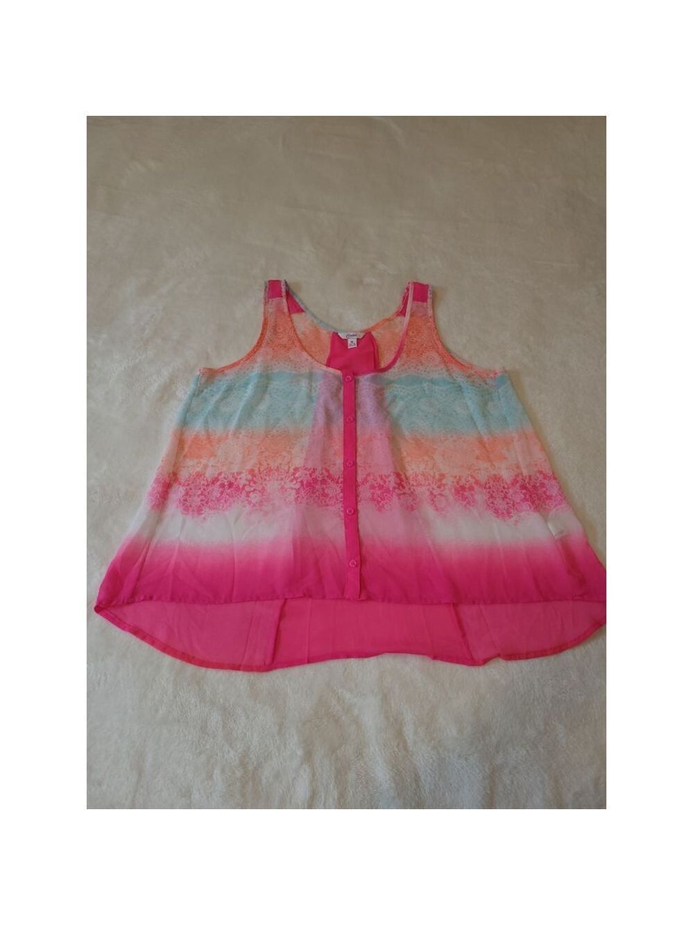 Candie's Women's Pink Tank Top Size M High-Low Hem - Picture 3 of 8
